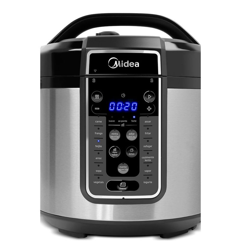 Panela de Pressão Elétrica 6L Digital, Inox/Preto, 110v, Midea