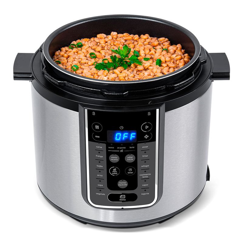 Panela de Pressão Elétrica 6L Digital, Inox/Preto, 110v, Midea