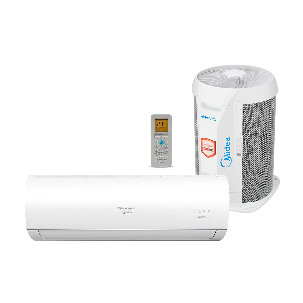 Ar Condicionado Split 9000 BTUs Inverter AirVolution Frio Midea Springer Midea 42AFVCG09S538TVCB09S5 — Frontal