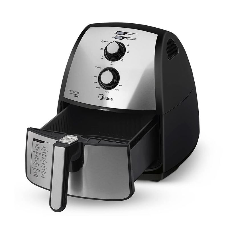 02.Fritadeira-Eletrica-Airfryer-4L-Midea---FXA41.FXA42-Lateral-aberta-vazia