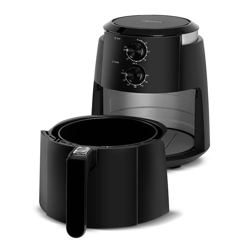 02.Fritadeira-Eletrica-Airfryer-3.5L-Midea---FRE35P1.FRE35P2-Lateral-aberta-vazia