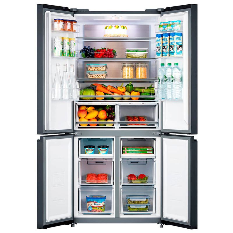 02.Geladeira-French-Door-482L-Midea-preto---MD-RF556FGA291.MD-RF556FGA292-aberto