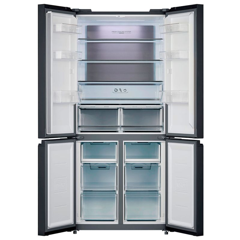 05.Geladeira-French-Door-482L-Midea-preto---MD-RF556FGA291.MD-RF556FGA292-Aberto-vazio