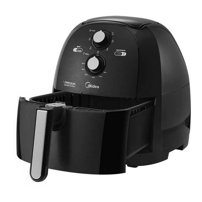 06-Fritadeira-AirFryer-53L-Midea-FRB50P1.FRB50P2-Cesto-Esquerdo