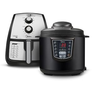 Kit Fritadeira Air fryer 4L cor Inox + Panela de Pressão Elétrica 6L Midea