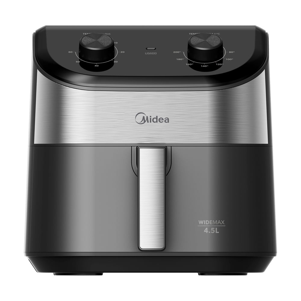 Fritadeira Air Fryer 4,5L Widemax Cyclone Preto e Inox Midea FWM45P1 — Frente