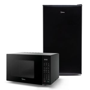 Kit Micro-ondas Preto 35L + Frigobar Black Edition Preto 93 Litros Midea