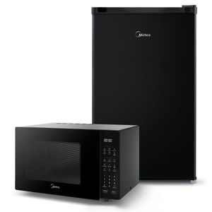 Kit Micro-ondas Preto 35L + Frigobar Black Edition Preto 124 Litros Midea
