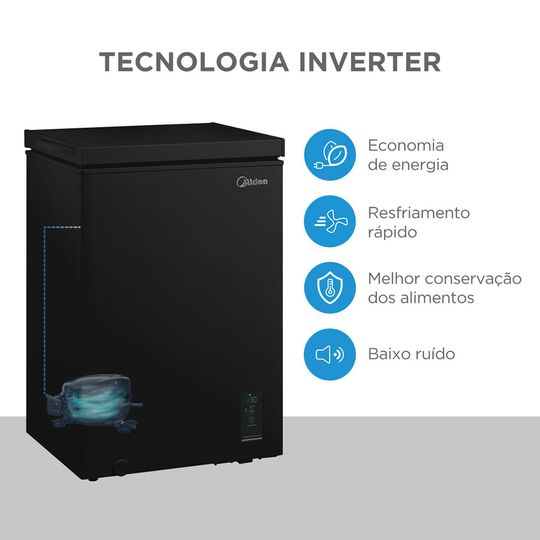 Freezer Horizontal 100 Litros FlexBeer Inverter Bivolt Preto | Midea