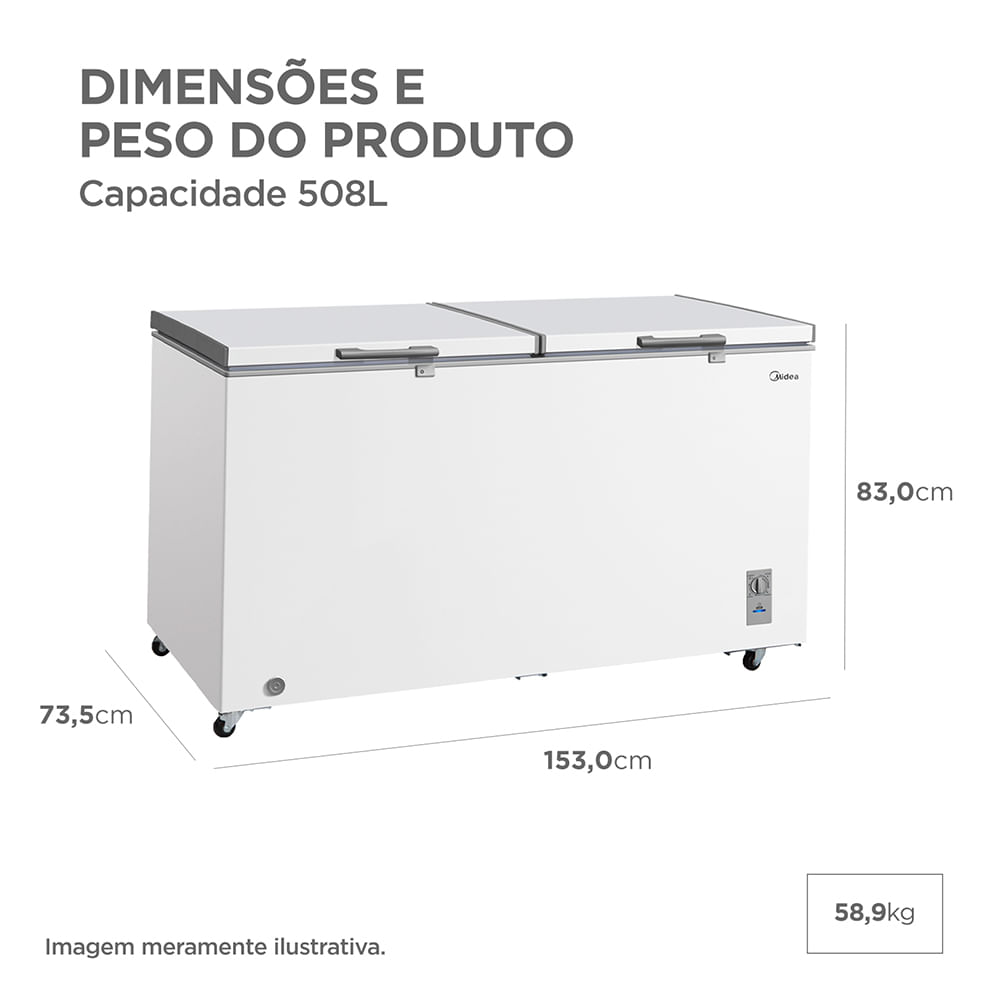 Freezer Horizontal 2 Portas 508L Branco Inverter Bivolt | Midea