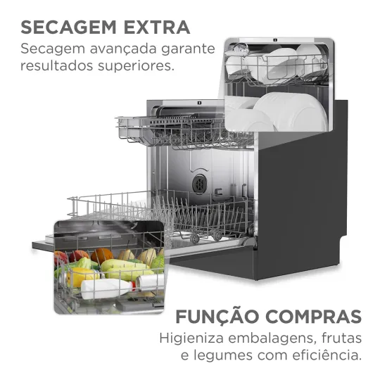 Lava Louças 8 Serviços Cinza Touch Plus | Midea