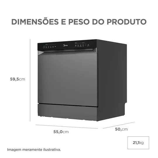 Lava Louças 8 Serviços Cinza Touch Plus | Midea