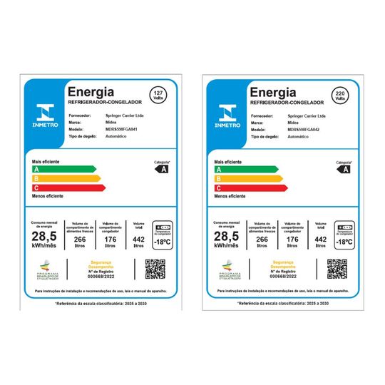 Geladeira Side by Side: 442L Inverter Inox | Midea | Midea
