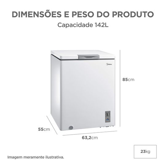 ma様 Freezer Horizontal 142L Inverter Bivolt Branco | Midea